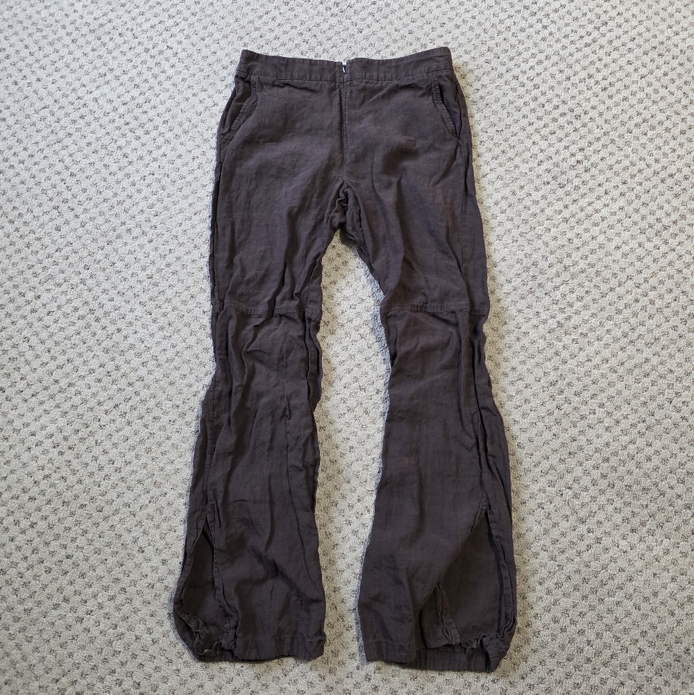 Y2K Faconnable Dark Brown Women's Linen Flare Pants